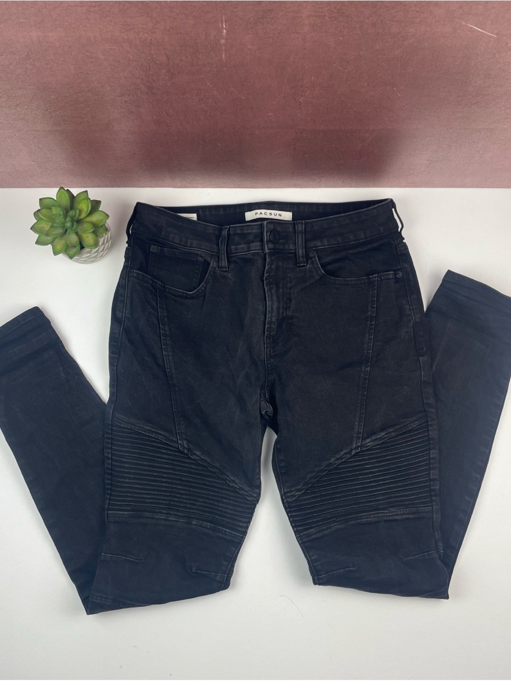 Pacsun Solid Black Stacked Skinny Denim Jeans Men Size 30x30